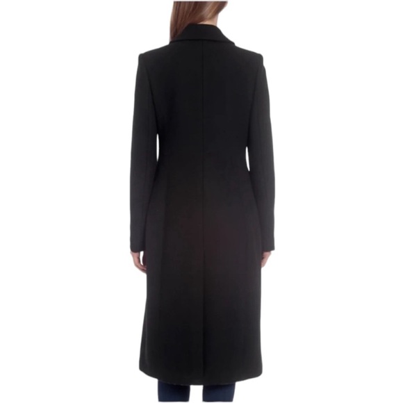 Avec Les Filles Wool Double Breasted Long Tailored Jacket in Black - Picture 2 of 11